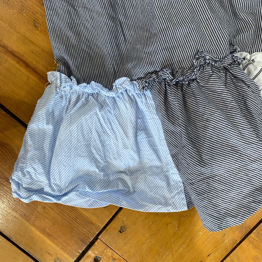 Striped Blue & White Sleeveless V-Neck Dress - Picture 5 of 5